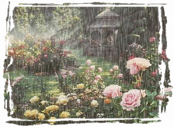 Yağmur yağarken güzel bir manzara ve ev resmi hareketli